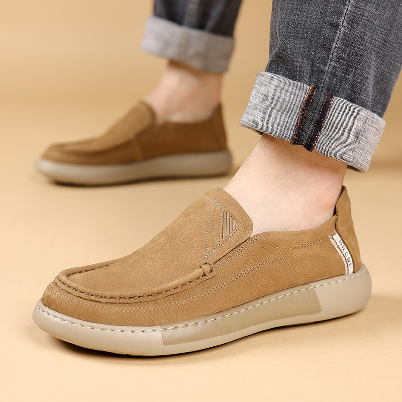 Men's Top-Grain Cowhide Breathable Slip-On Casual Shoes